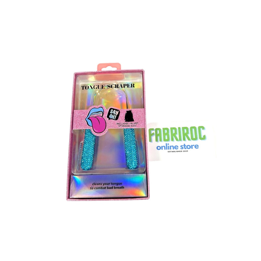 True Beauty Bling Tongue Scraper! includes Velvet Storage Bag! - Teal